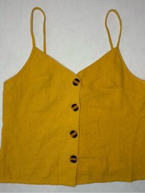 Spaghetti Strap Button-Front Tank Top in Mustard